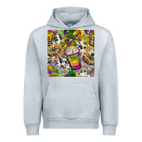Heather Grey Mardi Gras coffee cups and donut with cowhide Urban Hoodie - BundleAndBundleShop