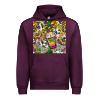 Mauve Wine Mardi Gras coffee cups and donut with cowhide Urban Hoodie - BundleAndBundleShop