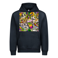 Navy Mardi Gras coffee cups and donut with cowhide Urban Hoodie - BundleAndBundleShop