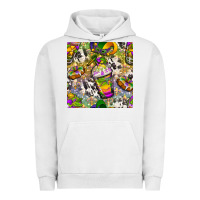 Pigment Lunar Rock Mardi Gras coffee cups and donut with cowhide Urban Hoodie - BundleAndBundleShop