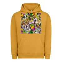 Pigment Peanut Butter Mardi Gras coffee cups and donut with cowhide Urban Hoodie - BundleAndBundleShop