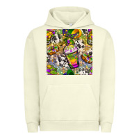 Pigment Pistachio Mardi Gras coffee cups and donut with cowhide Urban Hoodie - BundleAndBundleShop