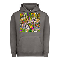 Pigment Tornado Mardi Gras coffee cups and donut with cowhide Urban Hoodie - BundleAndBundleShop