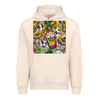 Sandshell Mardi Gras coffee cups and donut with cowhide Urban Hoodie - BundleAndBundleShop