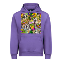 Tulip Mardi Gras coffee cups and donut with cowhide Urban Hoodie - BundleAndBundleShop