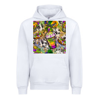 White Mardi Gras coffee cups and donut with cowhide Urban Hoodie - BundleAndBundleShop
