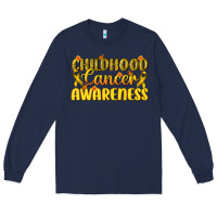 Navy Childhood Cancer Awareness Long Sleeve Tee - texasbilliewilder