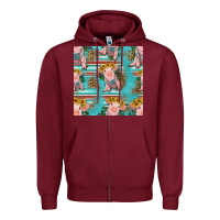 Burgundy turquoise baby pig seamless pattern Zipper Hoodie - HRA Design Shop