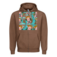 Chestnut turquoise baby pig seamless pattern Zipper Hoodie - HRA Design Shop