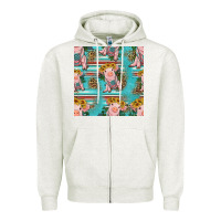 Oatmeal Heather turquoise baby pig seamless pattern Zipper Hoodie - HRA Design Shop