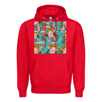 Red turquoise baby pig seamless pattern Zipper Hoodie - HRA Design Shop