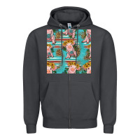 Smoke turquoise baby pig seamless pattern Zipper Hoodie - HRA Design Shop