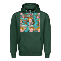 Sports Green turquoise baby pig seamless pattern Zipper Hoodie - HRA Design Shop