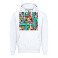 White turquoise baby pig seamless pattern Zipper Hoodie - HRA Design Shop