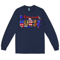 Navy American nurse Long Sleeve Tee - Zillion Design Studio