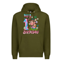Army Green my 1 st birthday with little cute cow Premium Hoodie - NancyCooperArtShop