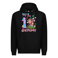 Black my 1 st birthday with little cute cow Premium Hoodie - NancyCooperArtShop