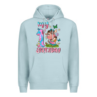 Blue Mist my 1 st birthday with little cute cow Premium Hoodie - NancyCooperArtShop