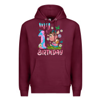 Burgundy my 1 st birthday with little cute cow Premium Hoodie - NancyCooperArtShop