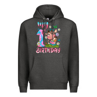 Charcoal Heather my 1 st birthday with little cute cow Premium Hoodie - NancyCooperArtShop