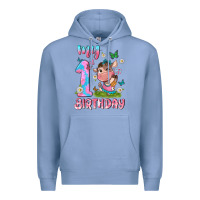 Colony Blue my 1 st birthday with little cute cow Premium Hoodie - NancyCooperArtShop