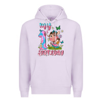 Lilac my 1 st birthday with little cute cow Premium Hoodie - NancyCooperArtShop