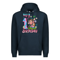 Navy my 1 st birthday with little cute cow Premium Hoodie - NancyCooperArtShop