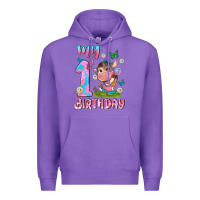 Purple my 1 st birthday with little cute cow Premium Hoodie - NancyCooperArtShop