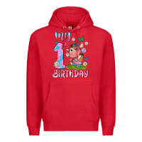 Red my 1 st birthday with little cute cow Premium Hoodie - NancyCooperArtShop