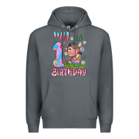 Rock my 1 st birthday with little cute cow Premium Hoodie - NancyCooperArtShop