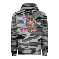 Slate Camo my 1 st birthday with little cute cow Premium Hoodie - NancyCooperArtShop