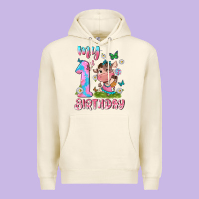 My 1 St Birthday With Little Cute Cow Premium Hoodie Designed By Nancycooperartshop