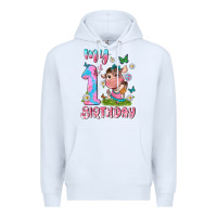 White my 1 st birthday with little cute cow Premium Hoodie - NancyCooperArtShop