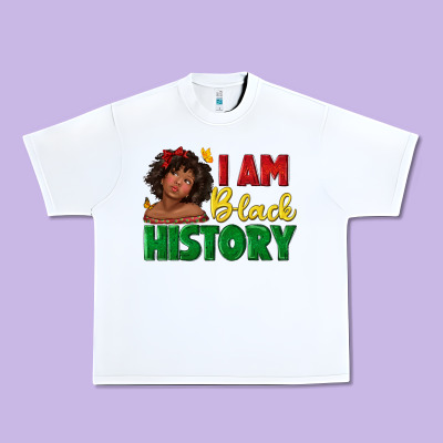 Urban Heavy Tee i am black history with afro black girl