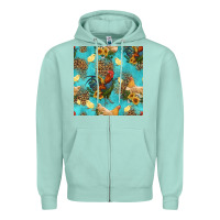 Seafoam poultry animals seamless pattern Zipper Hoodie - HRA Design Shop