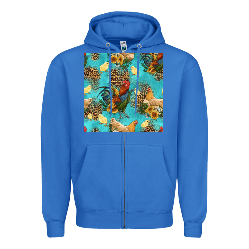 Poultry Animals Seamless Pattern Zipper Hoodie by HRA Design Shop | Teevron