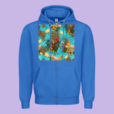 Poultry Animals Seamless Pattern Zipper Hoodie Designed By Hra Design Shop