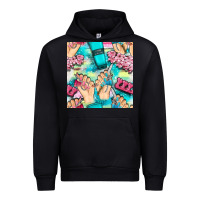 Black hand cream and nail tools with serape and glitter seamless pattern bbs Urban Hoodie - BundleAndBundleShop