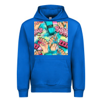 Cobalt hand cream and nail tools with serape and glitter seamless pattern bbs Urban Hoodie - BundleAndBundleShop