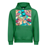 Emerald hand cream and nail tools with serape and glitter seamless pattern bbs Urban Hoodie - BundleAndBundleShop
