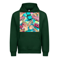 Forest Green hand cream and nail tools with serape and glitter seamless pattern bbs Urban Hoodie - BundleAndBundleShop