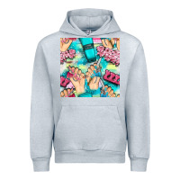 Heather Grey hand cream and nail tools with serape and glitter seamless pattern bbs Urban Hoodie - BundleAndBundleShop