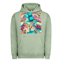 Pigment Oil Green hand cream and nail tools with serape and glitter seamless pattern bbs Urban Hoodie - BundleAndBundleShop