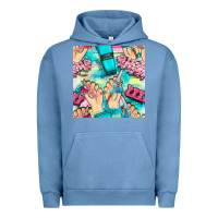 Pigment Pebble Blue hand cream and nail tools with serape and glitter seamless pattern bbs Urban Hoodie - BundleAndBundleShop