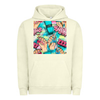 Pigment Pistachio hand cream and nail tools with serape and glitter seamless pattern bbs Urban Hoodie - BundleAndBundleShop