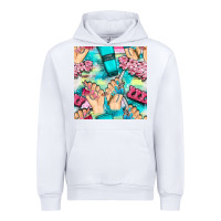 White hand cream and nail tools with serape and glitter seamless pattern bbs Urban Hoodie - BundleAndBundleShop