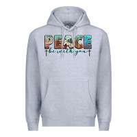 Heather Grey peace be with you cross Premium Hoodie - NancyCooperArtShop