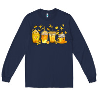 Navy Childhood Cancer Coffee Cups Long Sleeve Tee - texasbilliewilder