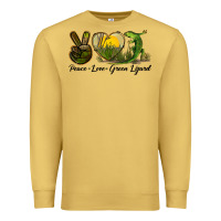 Antique Gold peace love green lizard Premium Sweatshirt - LillyAllenDesigns