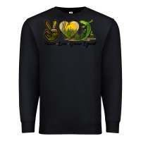 Black peace love green lizard Premium Sweatshirt - LillyAllenDesigns